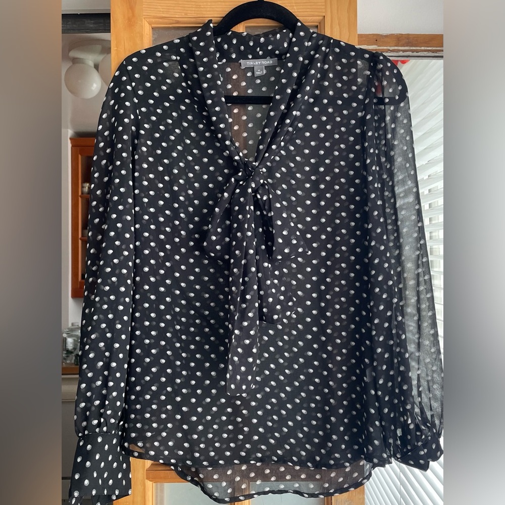 Tinley Road sheer blouse with bow tie